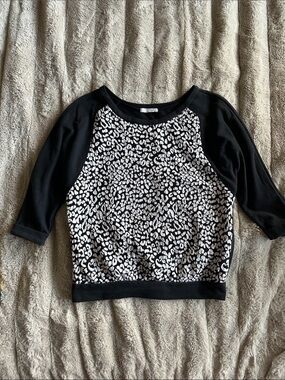 Lush Black & White Animal Print Raglan Sweatshirt